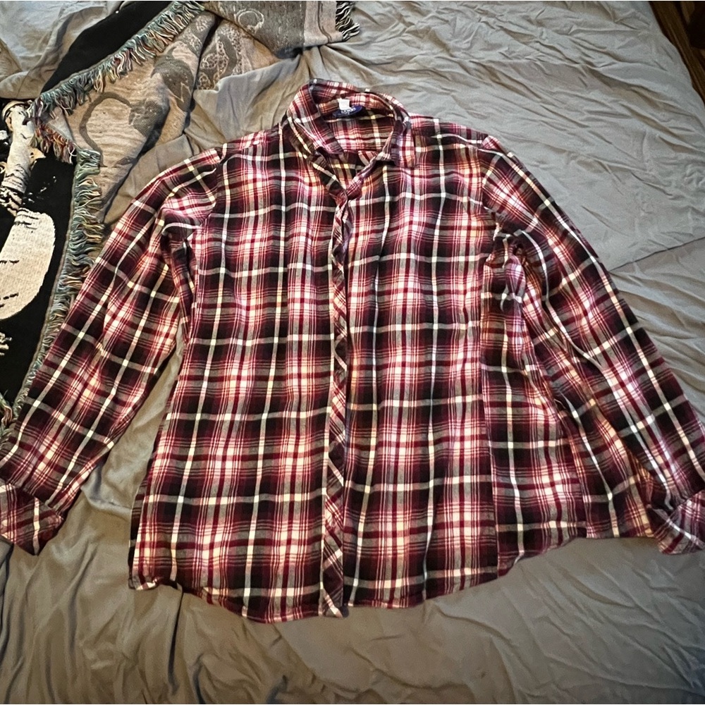 Great Northwest Indigo Red and White Flannel 1X